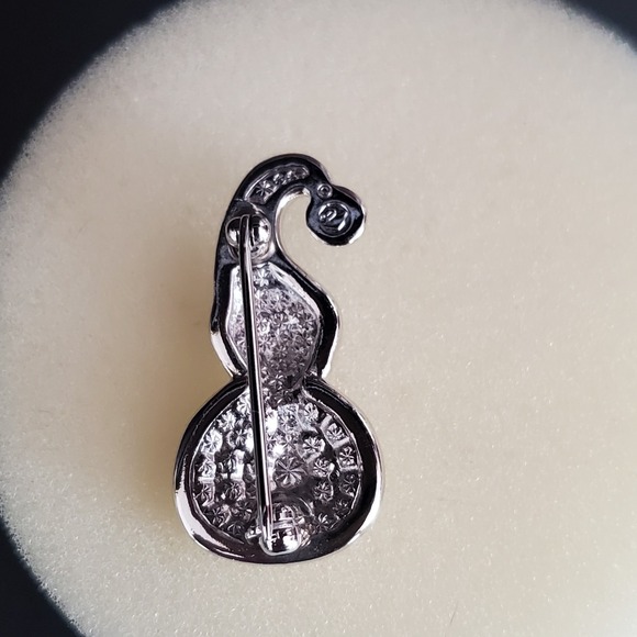 Swarovski‎ Snowman Pin Rhodium Plate Blue & Red Enamel & Clear Crystals NWT Swan - Picture 4 of 10